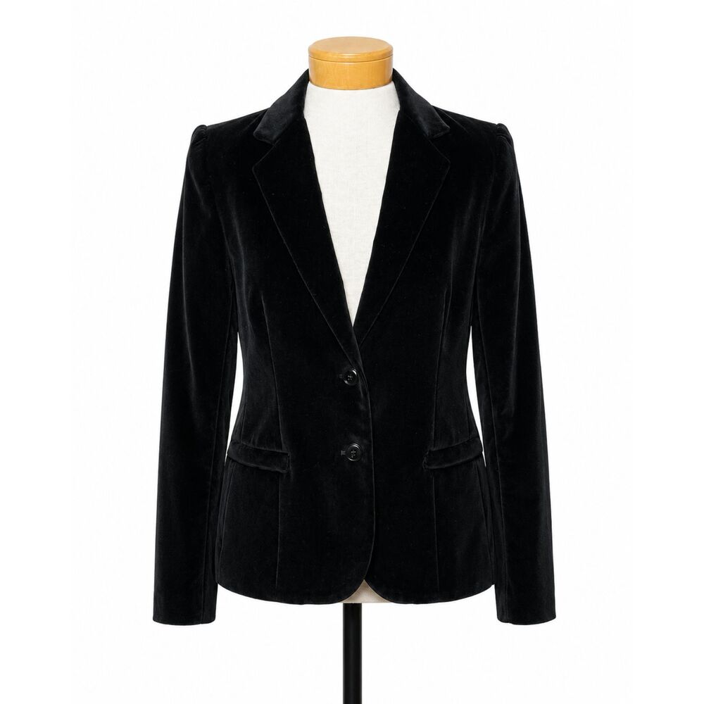 Vintage 80s Austin Hill Black Velvet Blazer Jacket Women Small 4-6 Dark Academia